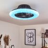 Pireaus ventilatore da soffitto LED Nero, 1-Luce, Telecomando, Cambia colore