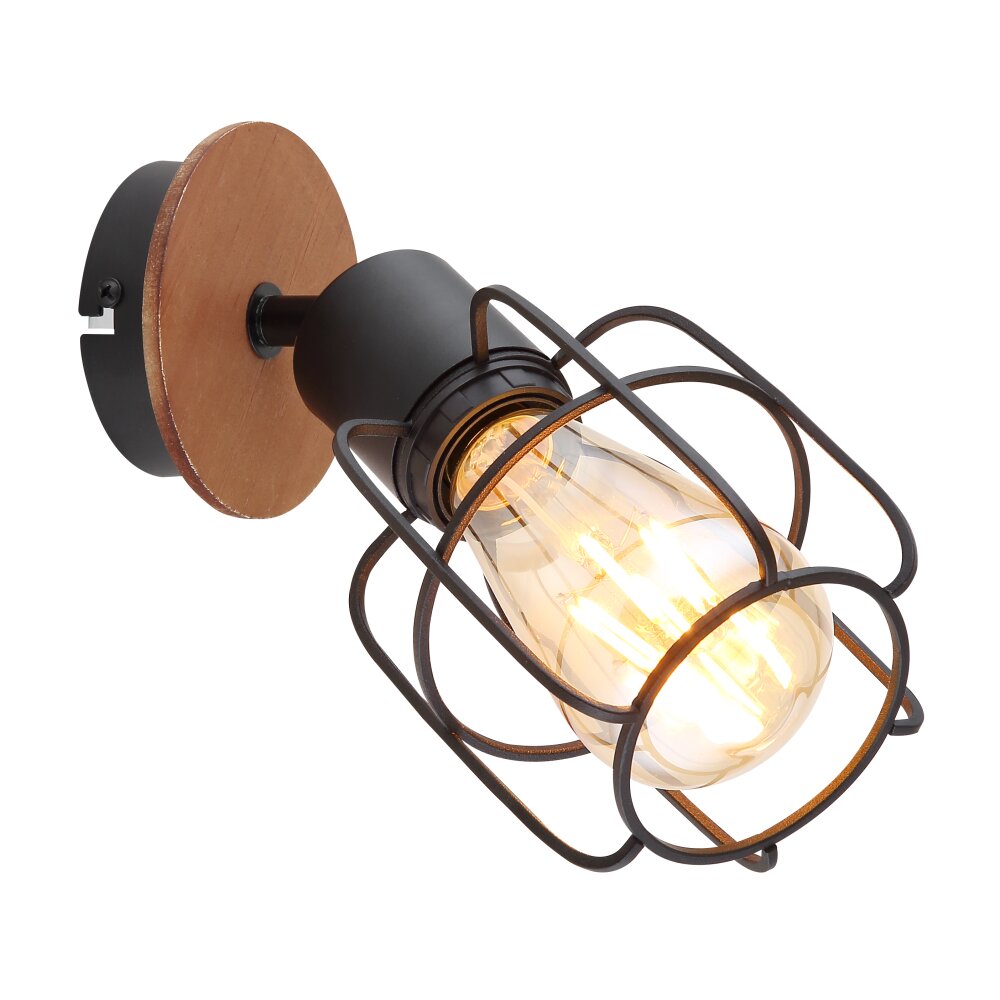 Globo WILLA Applique Legno scuro, Nero, 1-Luce main product photo