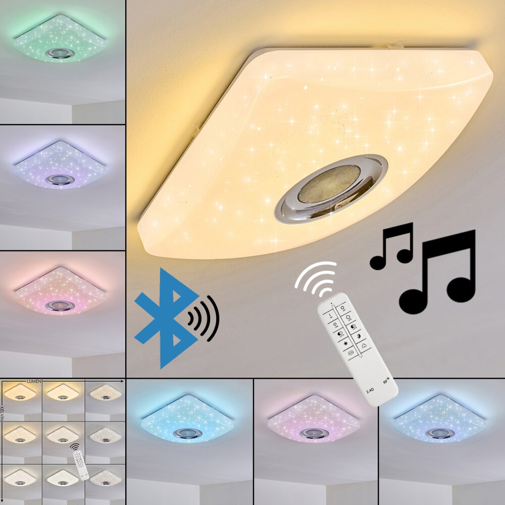 Lovisa Plafoniera LED Cromo, Bianco, 1-Luce, Telecomando, Cambia colore main product photo