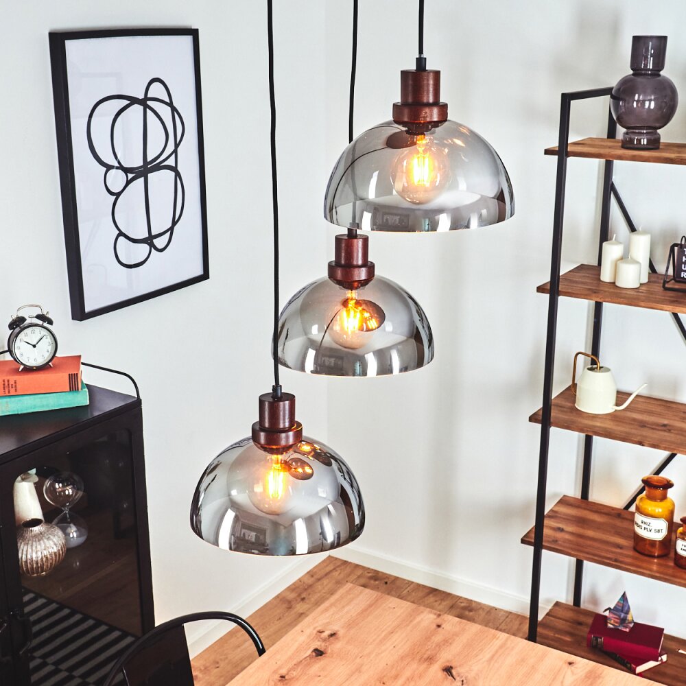 Aannestad Lampada a Sospensione Legno scuro, Nero, 3-Luci main product photo