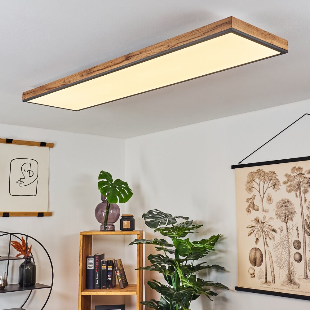 Salmi Plafoniera LED Aspetto del legno, Nero, Bianco, 1-Luce main product photo