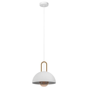 Eglo-Leuchten CALMANERA Lampada a Sospensione Ottone, Bianco, 1-Luce