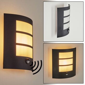 Matilau Applique da esterno Nero, Bianco, 1-Luce, Sensori di movimento