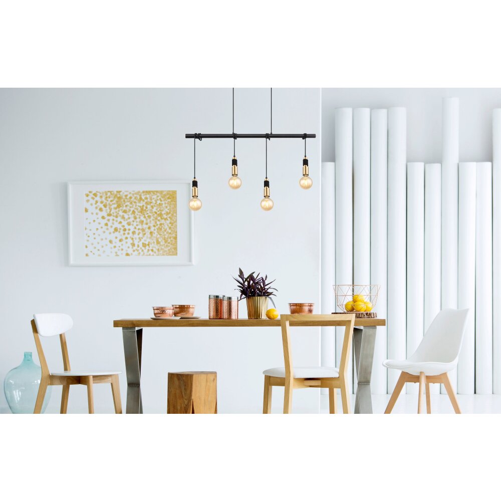 Globo ALEXIUS Lampadario a sospensione Ottone, Nero, 4-Luci main product photo