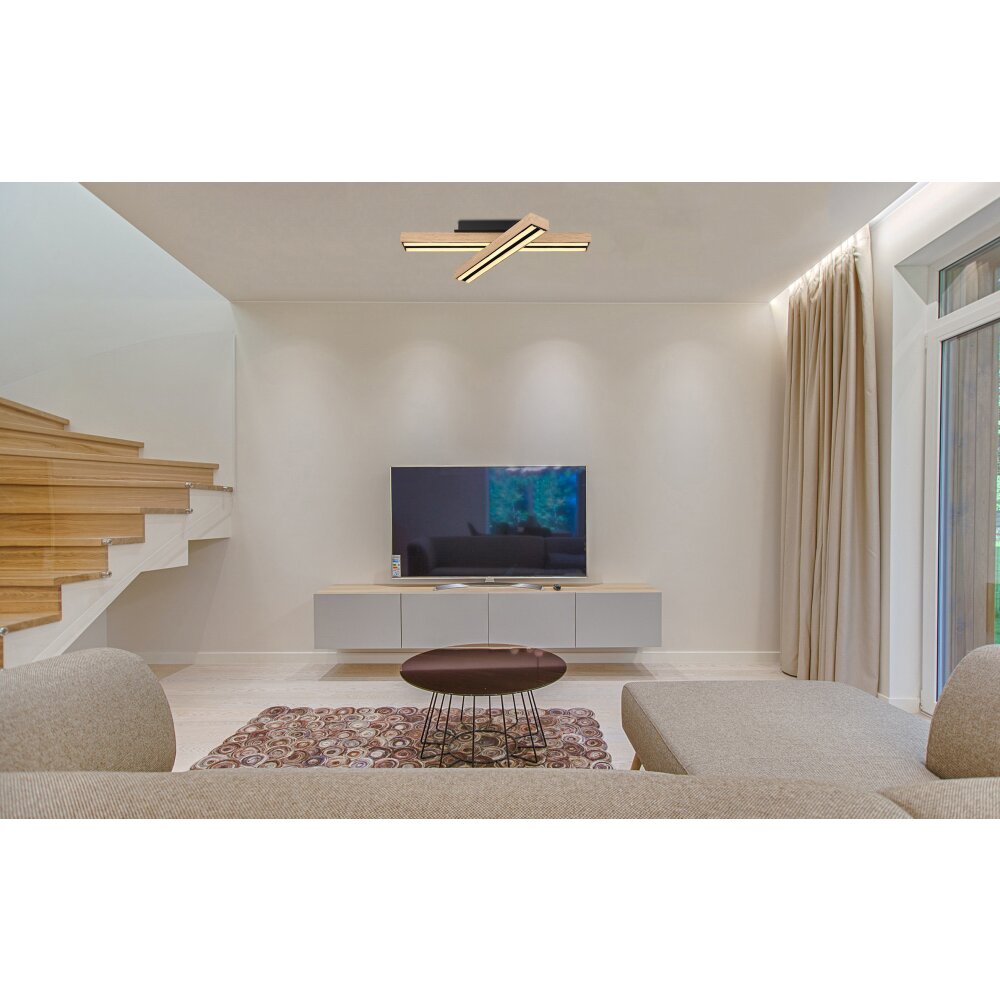 Globo DORO Plafoniera LED Aspetto del legno, Nero, 1-Luce main product photo