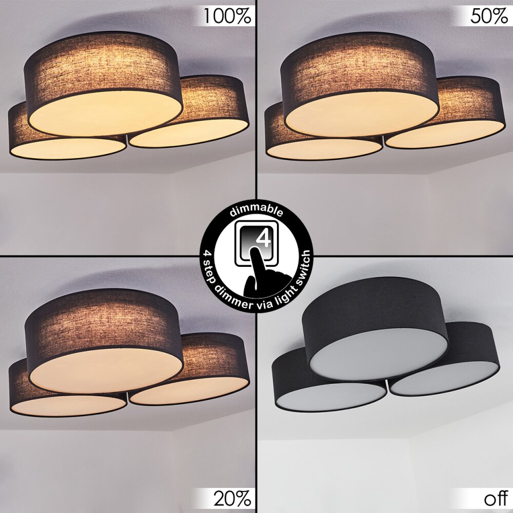 Purus Plafoniera LED Nero, 1-Luce