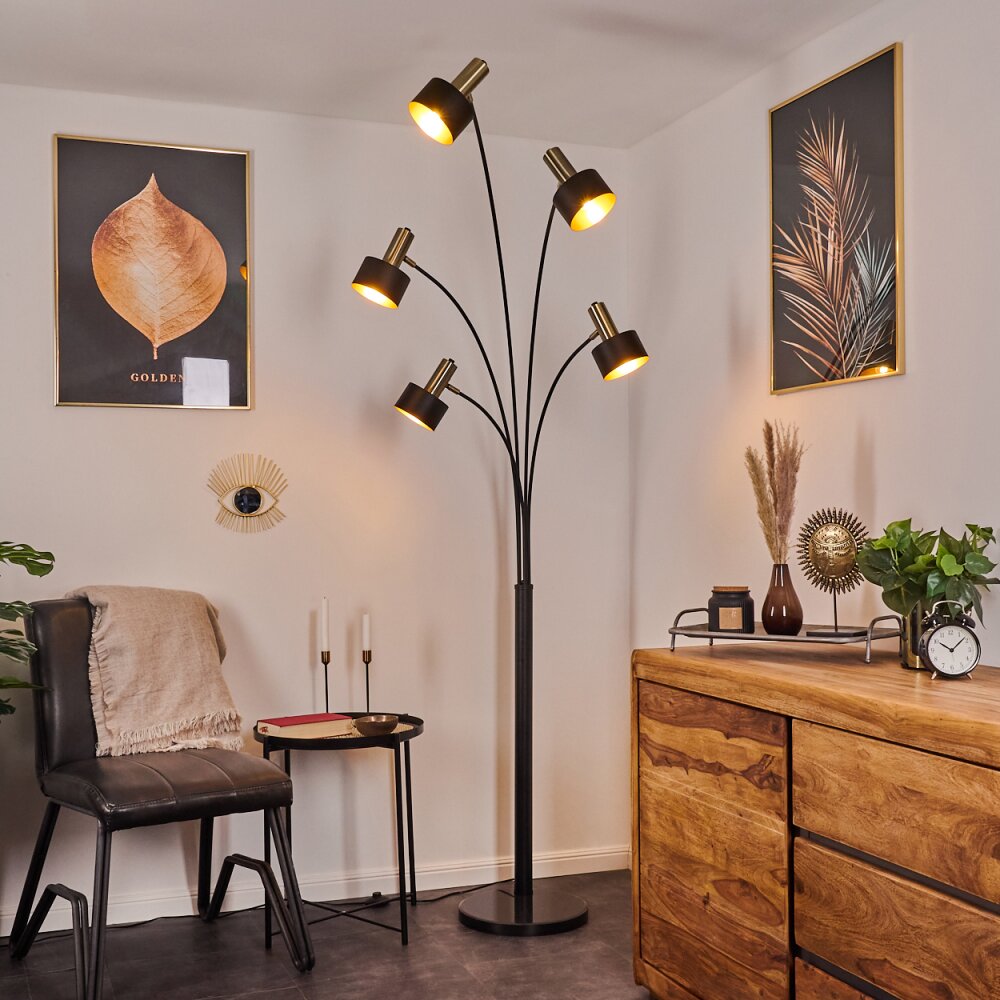 Pretoria Lampada da terra Ottone antico, Nero, 5-Luci main product photo