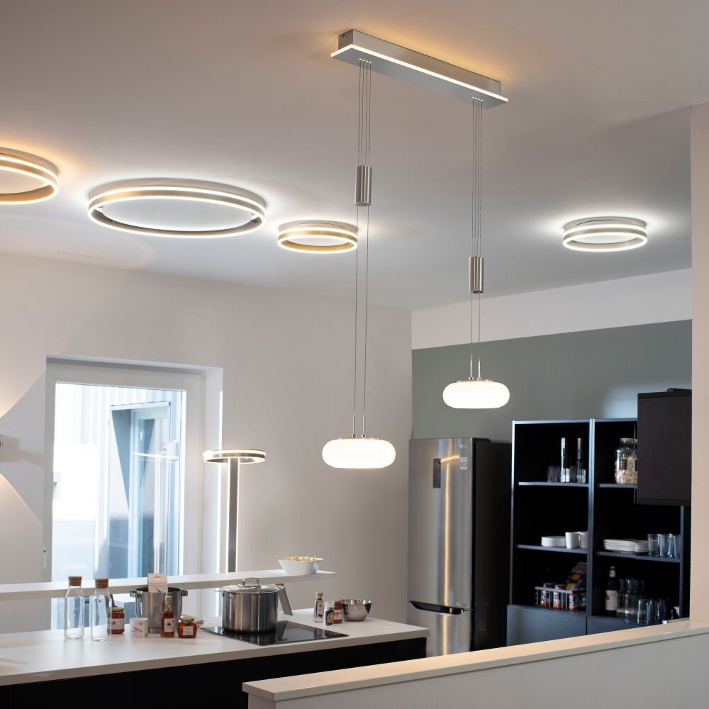 Paul-Neuhaus Q-ETIENNE Lampada a Sospensione LED Acciaio satinato, 3-Luci, Telecomando main product photo