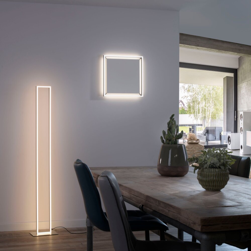 Paul-Neuhaus Q-KAAN Lampada da terra LED Acciaio satinato, 2-Luci, Telecomando main product photo