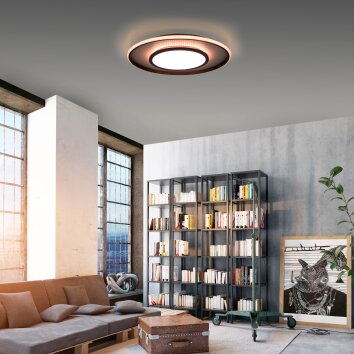 Leuchten-Direkt ARENDA Plafoniera LED Nero, 1-Luce, Telecomando, Cambia colore