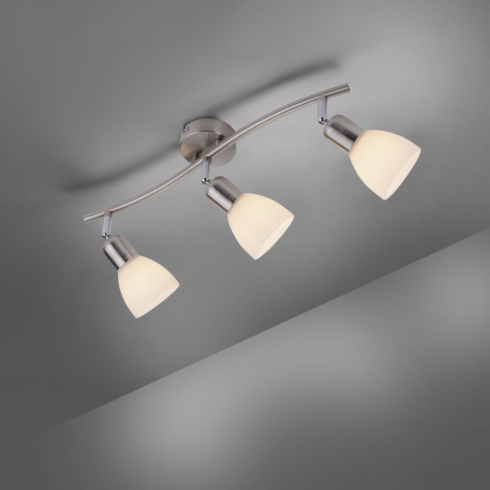 Leuchten-Direkt KARO Plafoniera Acciaio satinato, 3-Luci main product photo