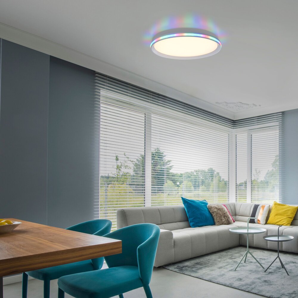 Leuchten-Direkt GALACTICA Plafoniera LED Bianco, 1-Luce, Telecomando, Cambia colore main product photo