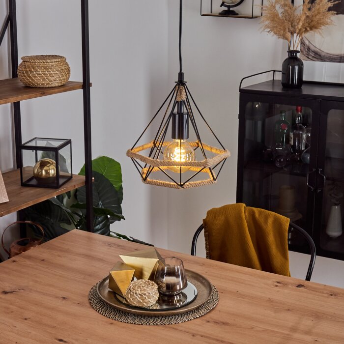 Riekje Lampadario a sospensione Écru, Nero, 1-Luce