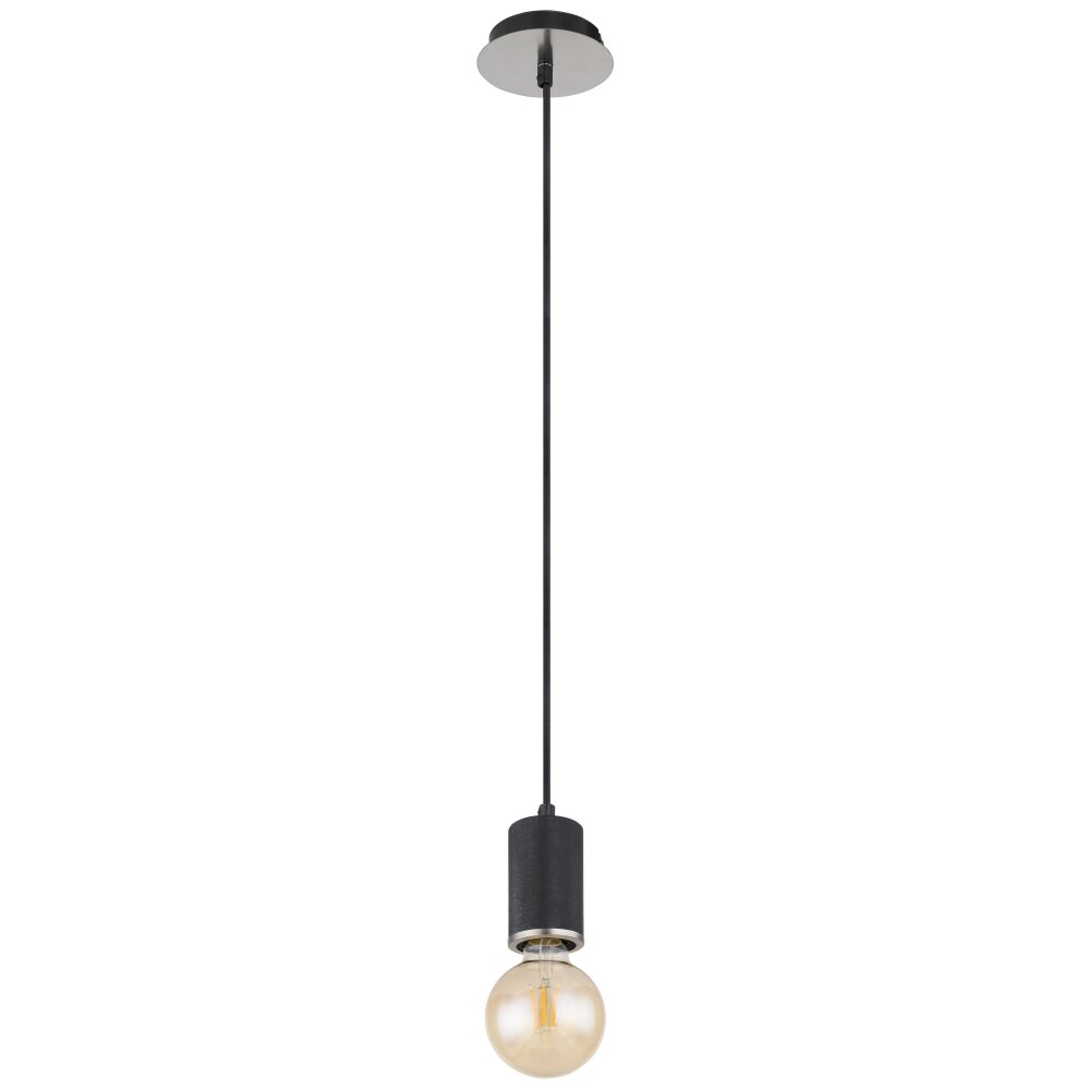 Globo JOSEBA Lampadario a sospensione Nichel opaco, Nero, 1-Luce