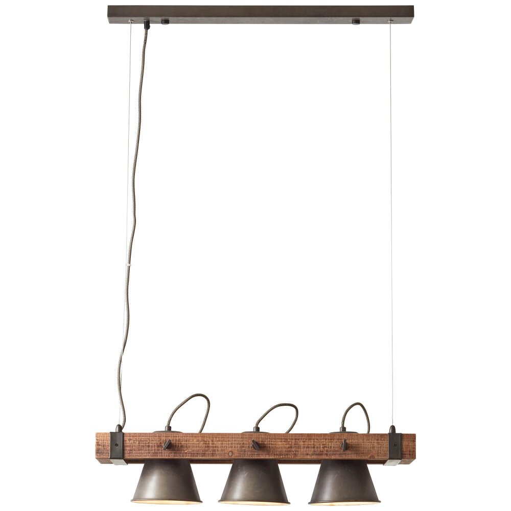 Brilliant-Leuchten Decca Lampada a Sospensione Legno scuro, Nero, 3-Luci main product photo