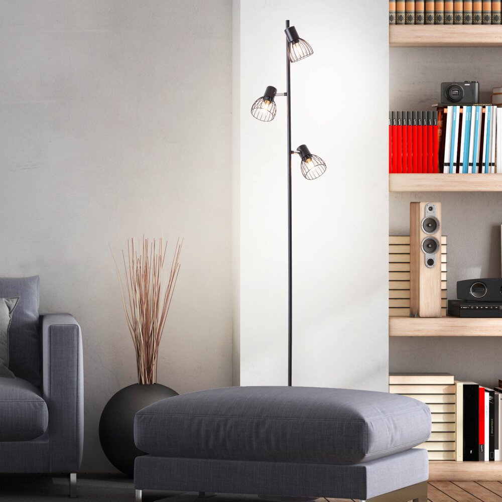 Brilliant-Leuchten Blacky Lampada da terra Nero, 3-Luci main product photo