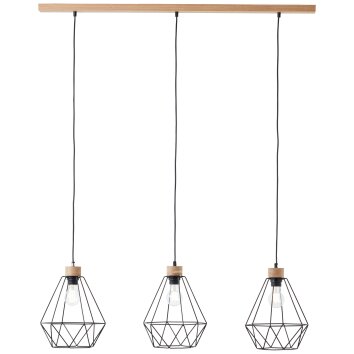 Brilliant-Leuchten Drewno Lampada a Sospensione Legno chiaro, Nero, 3-Luci