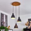 Malabe Lampadario a sospensione Legno scuro, Nero, 3-Luci