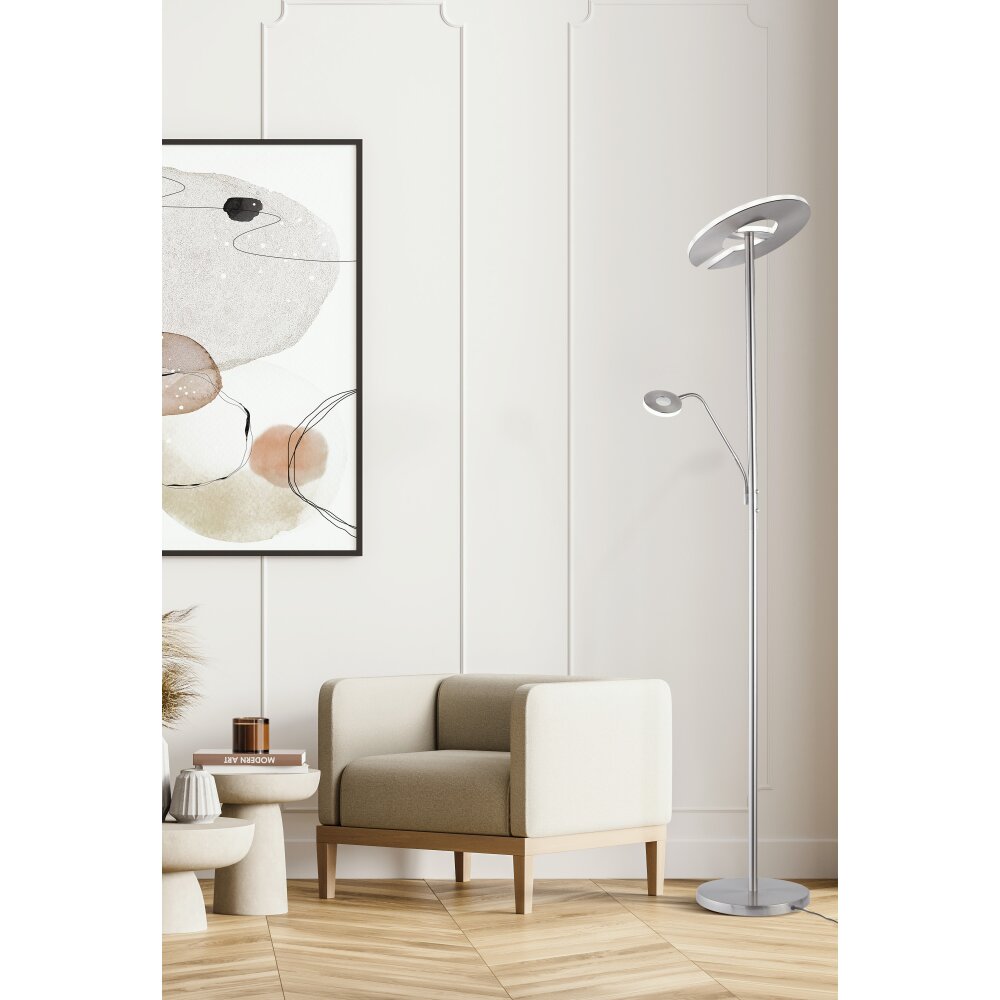 Fischer-Honsel Dent Lampada da terra LED Nichel opaco, 1-Luce main product photo