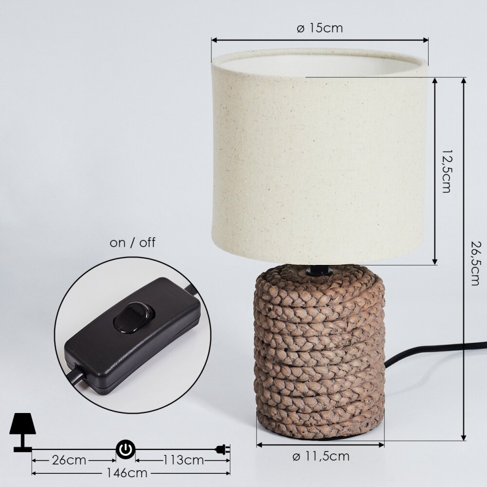 Dambrois Lampada da tavolo Marrone, Écru, 1-Luce