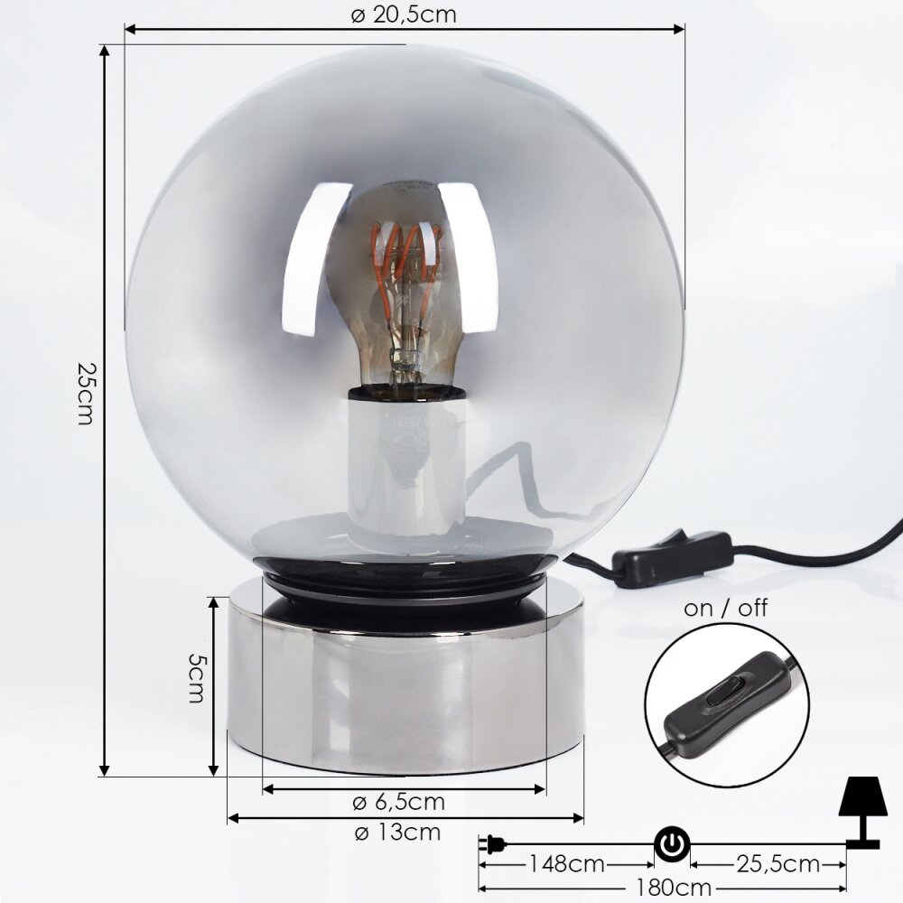 Vilmar Lampada da tavolo Cromo, 1-Luce