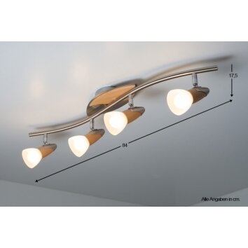 Globo LORD Faretto da soffitto Cromo, Legno chiaro, 4-Luci