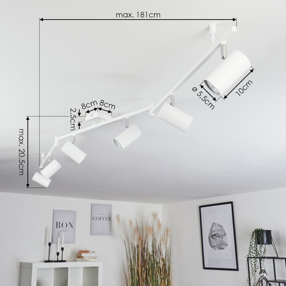 Javel Plafoniera Cromo, Bianco, 6-Luci