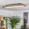 Salmi Plafoniera LED Marrone, Aspetto del legno, Nero, 1-Luce, Telecomando