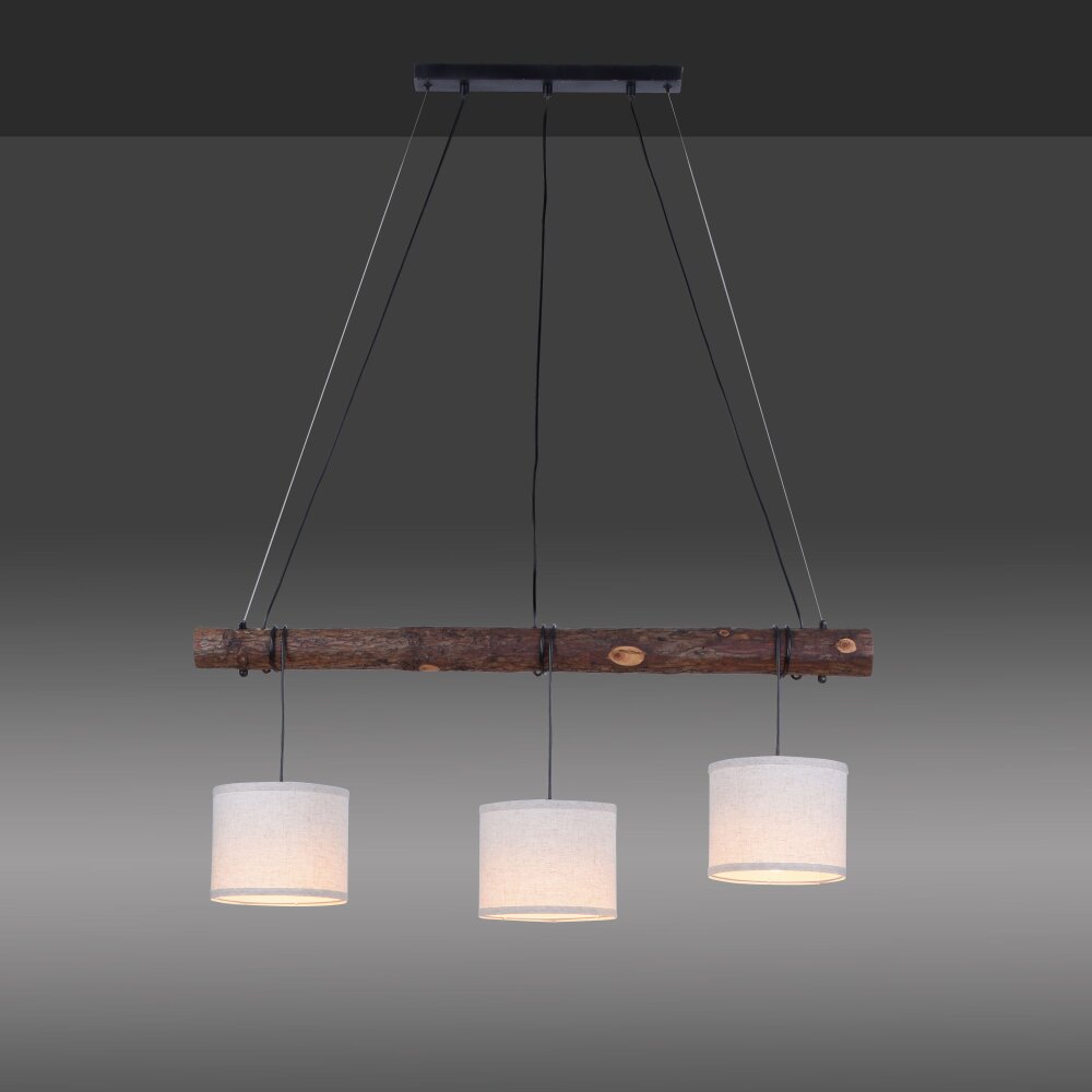 Leuchten-Direkt BARK Lampada a Sospensione Écru, Nero, 3-Luci main product photo