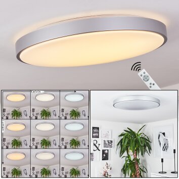 Buris Plafoniera LED Argento, 1-Luce, Telecomando