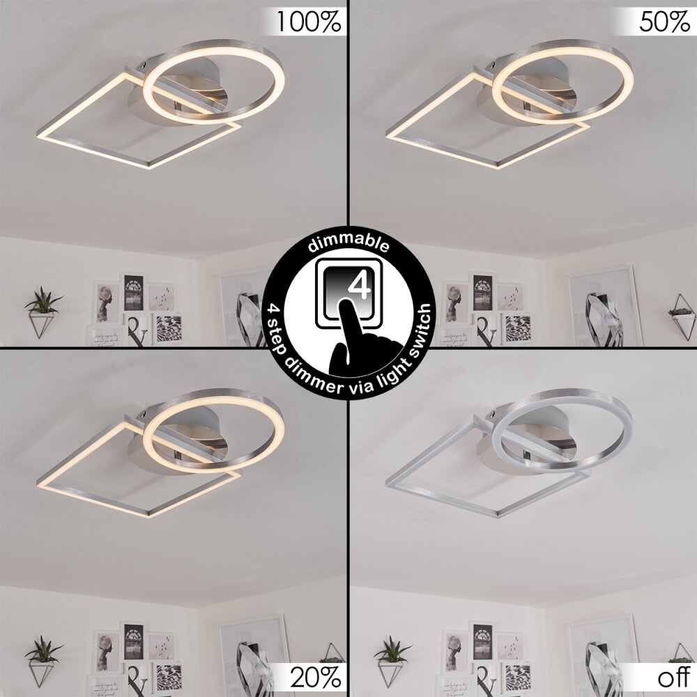Buren Plafoniera LED Nichel opaco, 1-Luce