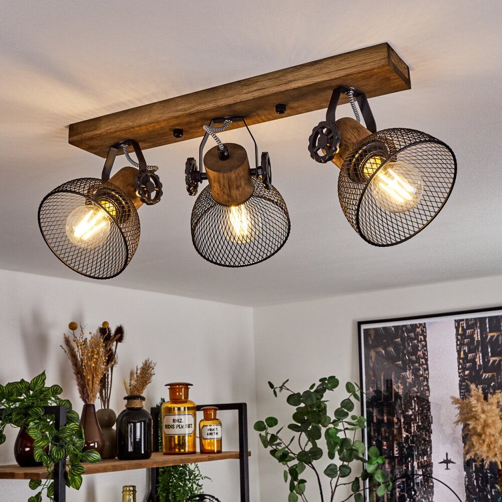 Orny Plafoniera Legno scuro, Nero, 3-Luci main product photo