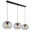 Globo LACKY Lampadario a sospensione Legno chiaro, Nero, 3-Luci