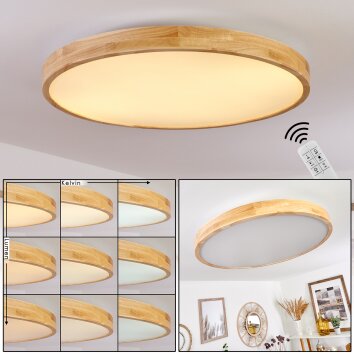 Bagaha Plafoniera LED Marrone, Aspetto del legno, 1-Luce, Telecomando