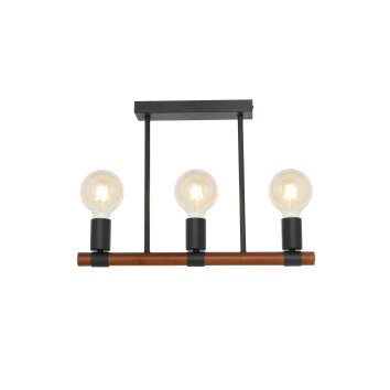 Globo HEINRICH Plafoniera Legno scuro, Nero, 3-Luci