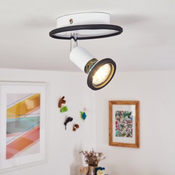 Cabri Plafoniera LED Cromo, Nero, Bianco, 1-Luce