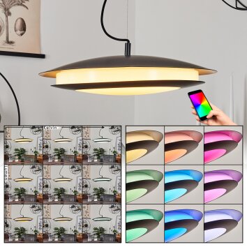 Ittingen Lampadario a sospensione LED Nero, 1-Luce, Cambia colore