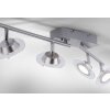 Leuchten Direkt LOLA-MIKE Plafoniera LED Acciaio inox, 4-Luci, Telecomando, Cambia colore