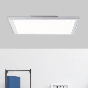 Brilliant Flat Plafoniera LED Argento, 1-Luce, Telecomando
