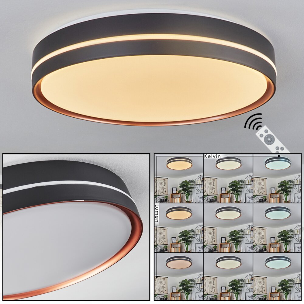 Cachalot Plafoniera LED Ramato, Nero, 1-Luce, Telecomando, Cambia colore main product photo