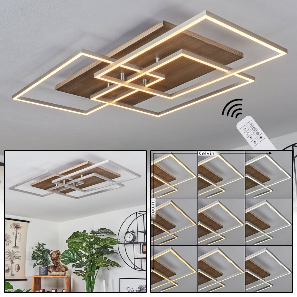 Blandford Plafoniera LED Écru, Nichel opaco, Argento, 3-Luci, Telecomando main product photo