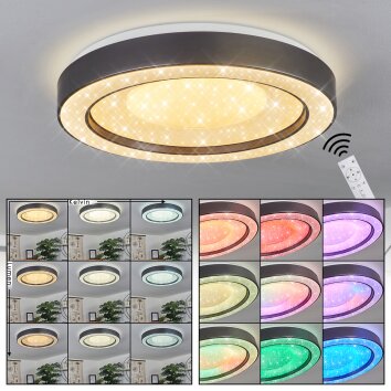 Zeballos Plafoniera LED Bianco, 1-Luce, Telecomando, Cambia colore