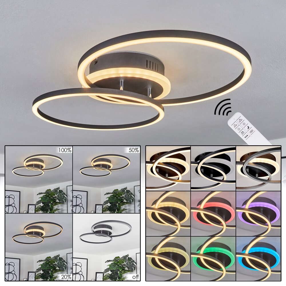 Lithgow Plafoniera LED Nero, 2-Luci, Telecomando, Cambia colore main product photo