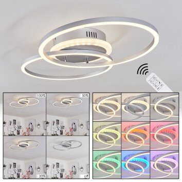 Lithgow Plafoniera LED Argento, 2-Luci, Telecomando, Cambia colore