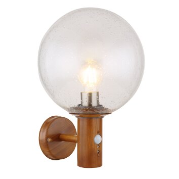 Globo OSSY Applique da esterno Acciaio inox, Aspetto del legno, 1-Luce, Sensori di movimento