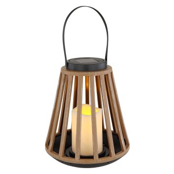 Globo Lampada solare LED Aspetto del legno, Nero, 1-Luce