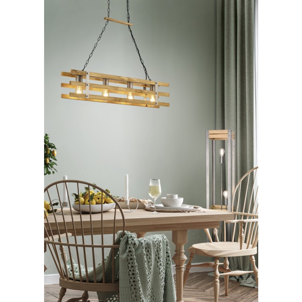 Mallard Lampada a Sospensione Legno chiaro, Argento, 4-Luci main product photo