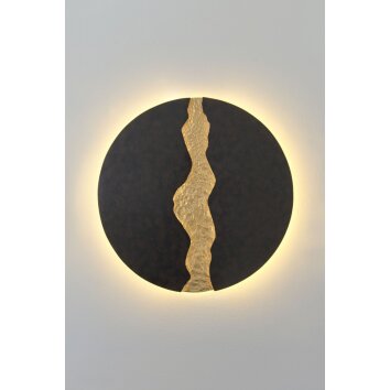 Holländer LAVA Applique LED Marrone, Oro, Nero, 1-Luce