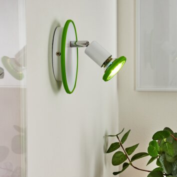 Cabri Applique LED Cromo, Verde, Bianco, 1-Luce