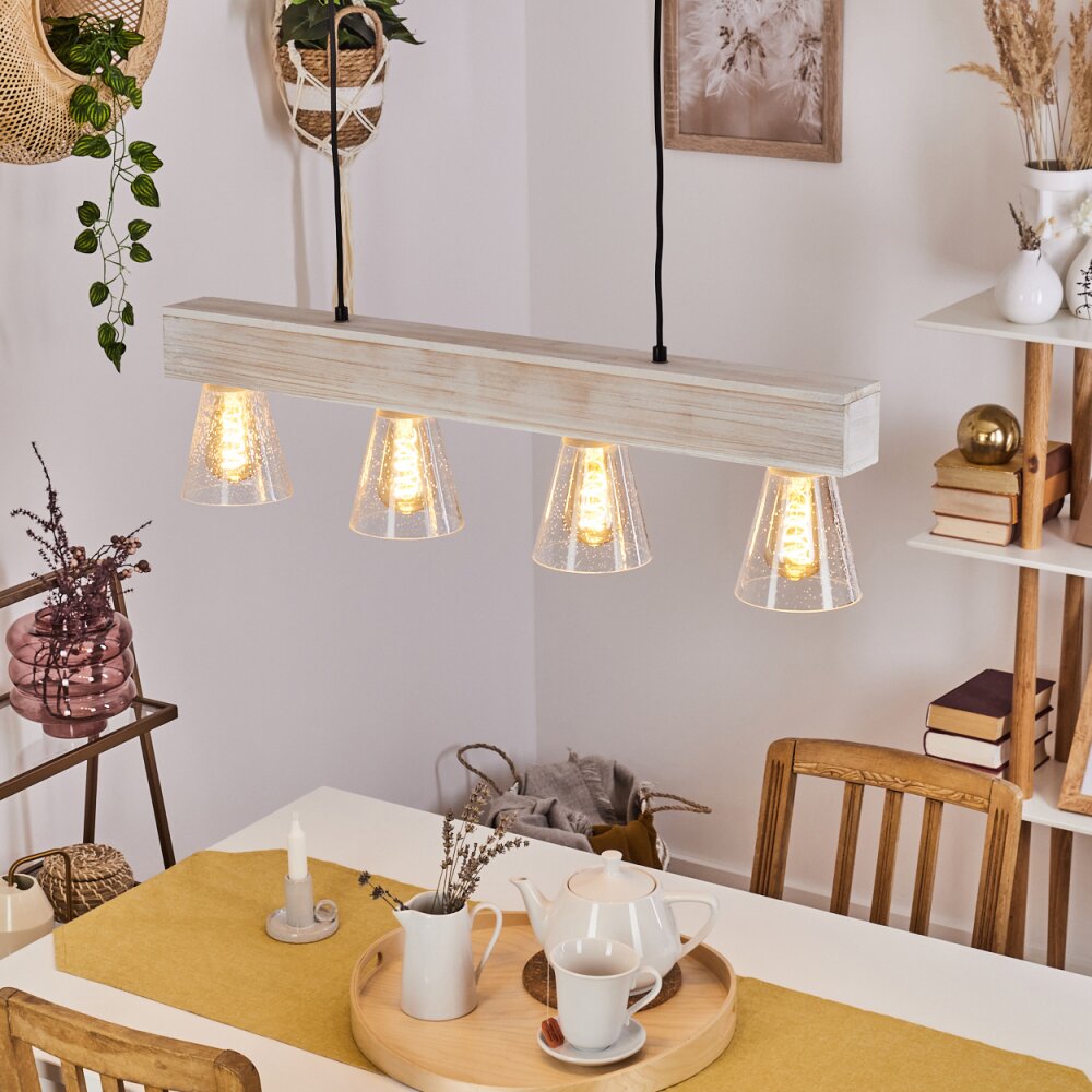 Tapso Lampada a Sospensione Legno chiaro, Bianco, 4-Luci main product photo